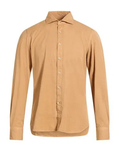 Ghirardelli Washed Man Shirt Sand Size 16 ½ Lyocell, Cotton In Orange