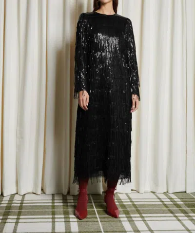 Ghospell Berkley Sequin Midi Dress In Onyx In Black