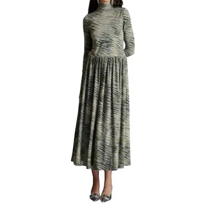 Ghospell Bria Zebra Midi Dress In Landscape Green In Multi