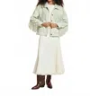 Ghospell Kira Fringe Jacket In Pale Sage In Animal Print