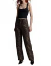 Ghospell Phoebe Jacquard Trouser Pants In Tanzine Tan In Animal Print