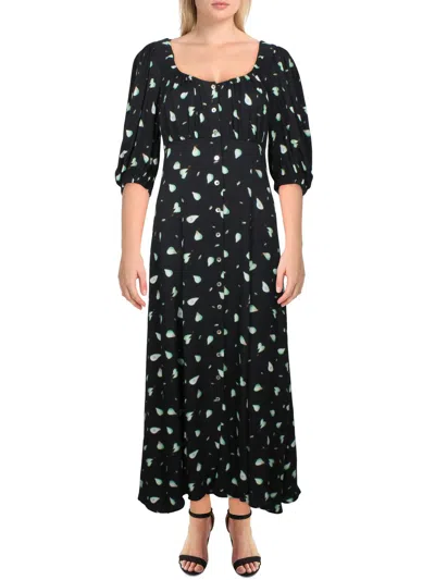 Ghost London Alice Womens Pear Print Maxi Shirtdress In Black