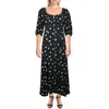 Ghost London Alice Womens Pear Print Maxi Shirtdress In Black