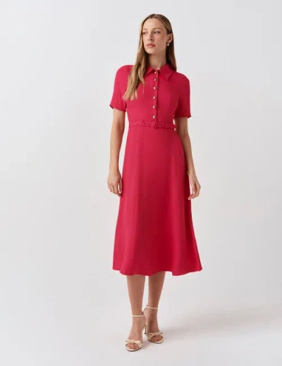 Ghost London Amanda Collared Midi Shirt Dress In Pink