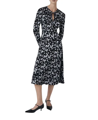 Ghost London Ana Floral Satin Midi Dress In Multi