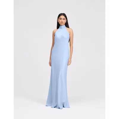 Ghost London Angelica High Neck Satin Maxi Dress In Blue