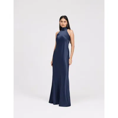 Ghost London Angelica High Neck Satin Maxi Dress In Blue