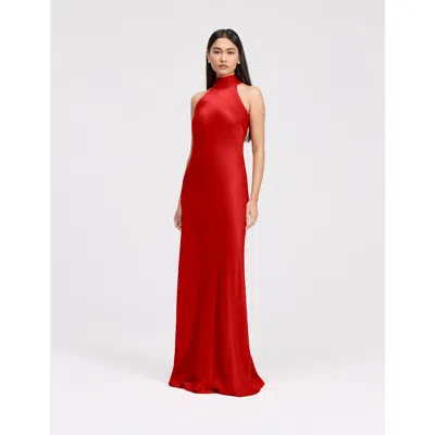 Ghost London Angelica High Neck Satin Maxi Dress In Red