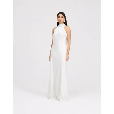 Ghost London Angelica High Neck Satin Maxi Dress In White