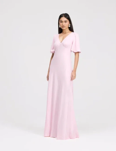 Ghost London Arabella Angel Sleeve Satin Maxi Dress In Multi
