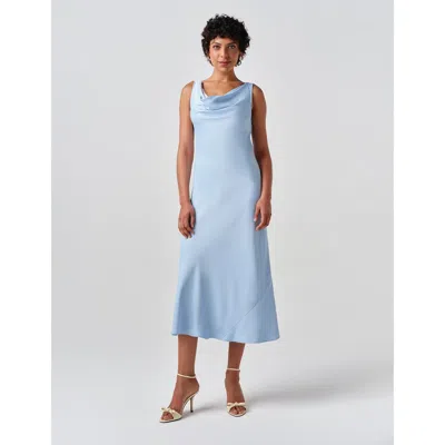 Ghost London Arya Cowl Neck Satin Midi Dress In Purple