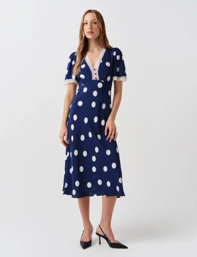 Ghost London Belle Lace Crepe Midi Dress In Multi