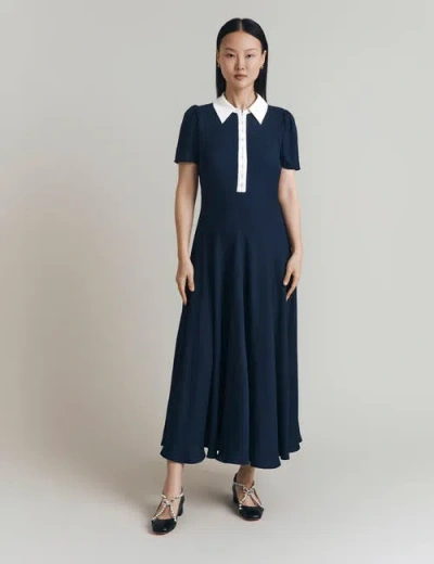 Ghost London Bethan Crepe Midi Shirt Dress In Blue