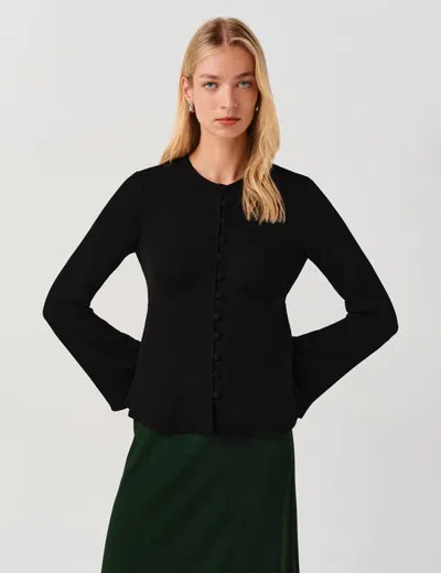 Ghost London Ceaira Button Down Bell Sleeve Blouse In Black
