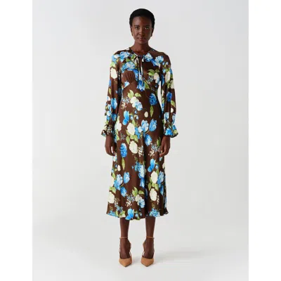 Ghost London Charlotte Satin Midi Dress In Multi