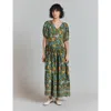 Ghost London Christy Crepe Midi Tea Dress In Green