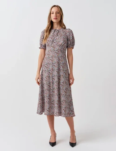 Ghost London Clarissa Tie Front Midi Dress In Red Ditsy