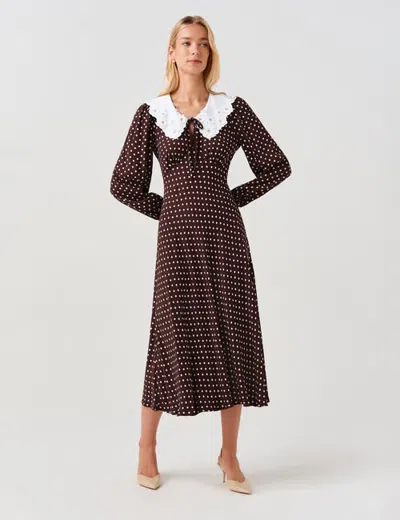 Ghost London Contrast Collar Crepe Midi Dress In Multi