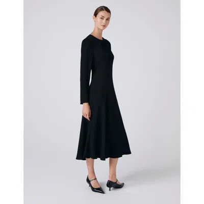 Ghost London Cora Crepe Tie Front Midi Dress In Black