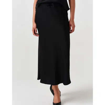 Ghost London Dahlia Picot Trim Satin Midi Skirt In Black