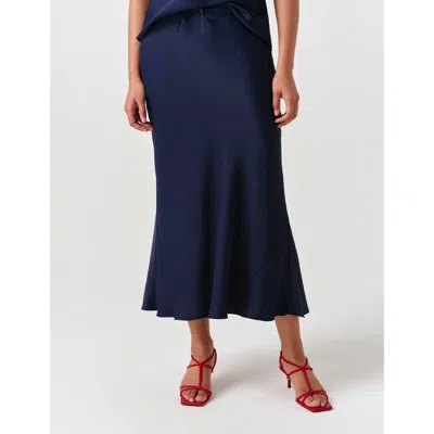 Ghost London Dahlia Picot Trim Satin Midi Skirt In Multi
