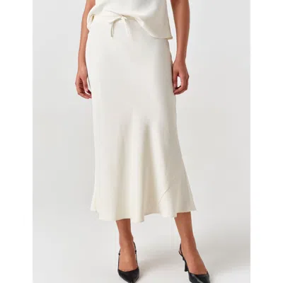 Ghost London Dahlia Picot Trim Satin Midi Skirt In White