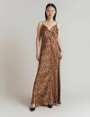 Ghost London Eden Leopard Satin Maxi Slip Dress In Brown