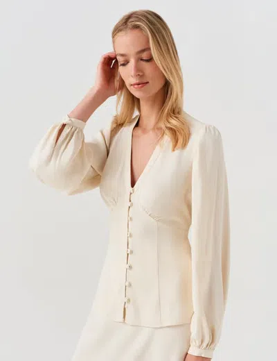 Ghost London Edina V-neck Button Through Blouse In White