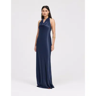 Ghost London Elara Cowl Front Satin Maxi Dress In Blue