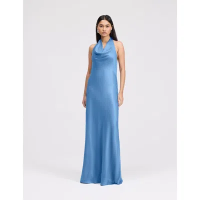 Ghost London Elara Cowl Front Satin Maxi Dress In Blue
