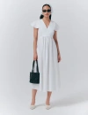 Ghost London Eloise V-neck Cotton Midi Dress In White