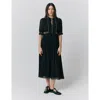 Ghost London Emma Georgette Embroidered Midi Dress In Black