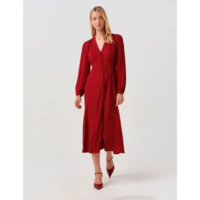 Ghost London Francesca Crepe Button Down Midi Dress In Red