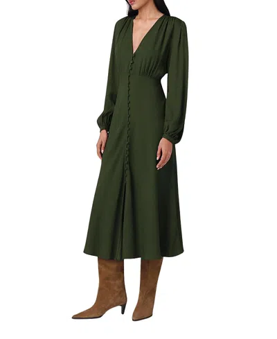 Ghost London Francesca Crepe Button Up Midi Dress In Green