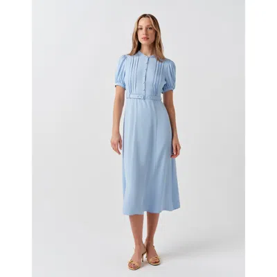 Ghost London Francis Round Neck Crepe Midi Dress In Blue