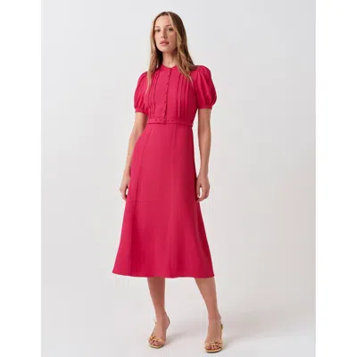Ghost London Francis Round Neck Crepe Midi Dress In Pink