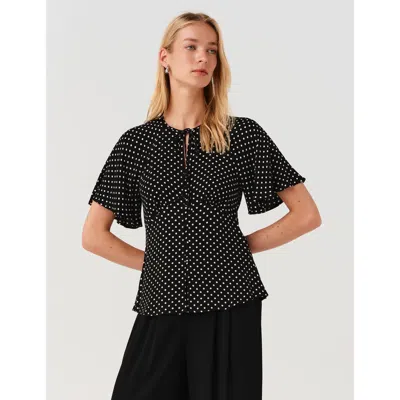 Ghost London Frida Button Through Crepe Blouse In Black