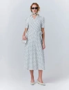 Ghost London Giselle Crepe Polka Dot Wrap Midi Dress In Gray