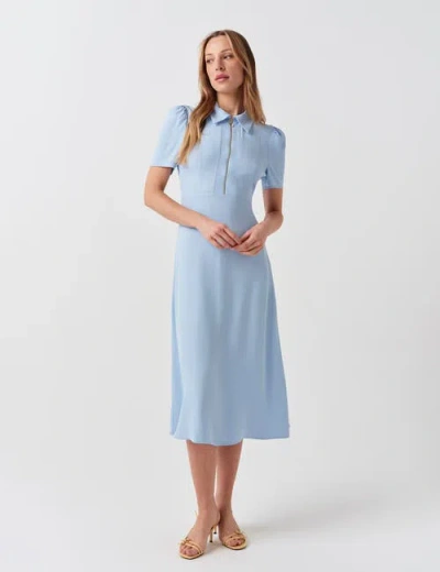Ghost London Haisley Collared Zip Front Midi Dress In Blue