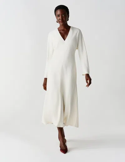 Ghost London Hatty Long Sleeve Satin Midi Dress In White