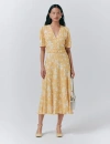 Ghost London Jemima Crepe Floral Belted Midi Dress In Animal Print