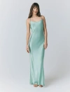 Ghost London Kallie Satin Maxi Slip Dress In Green