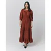 Ghost London Leoni Lace Trim Cotton Midi Dress In Brown