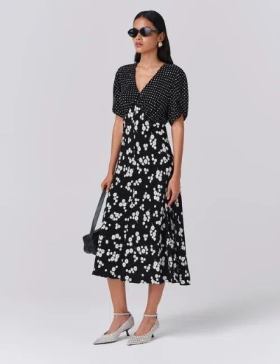 Ghost London Lulu V-neck Midi Dress In Black