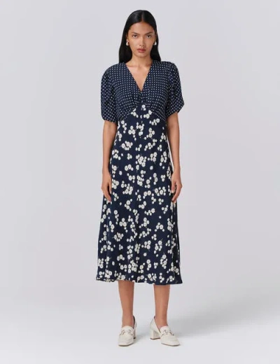 Ghost London Lulu V-neck Midi Dress In Multi