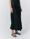 Ghost London Luna Satin Slip Midi Skirt In Black