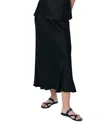 Ghost London Luna Satin Slip Midi Skirt In Black