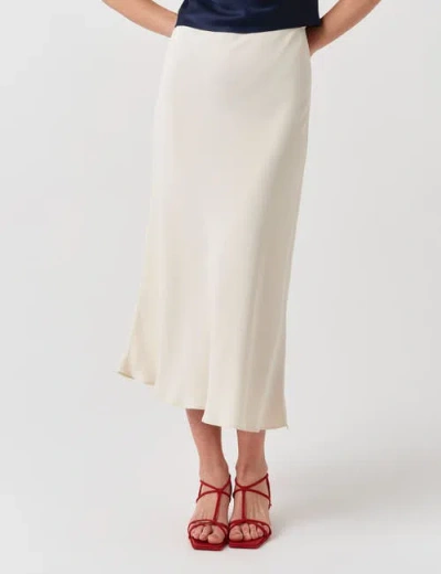 Ghost London Lyra Crepe Midi Skirt In White