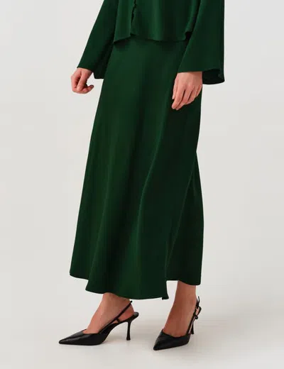 Ghost London Lyra Satin Midi Skirt In Black