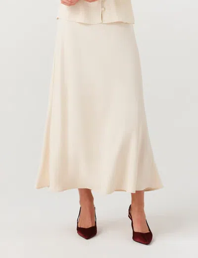 Ghost London Lyra Satin Midi Skirt In White